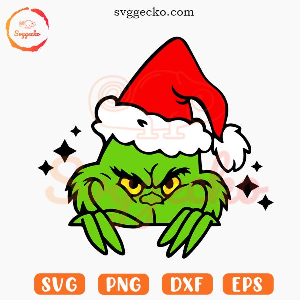 Grinch Peeking SVG, Christmas Grinch SVG, Merry Xmas SVG PNG Digital Files