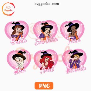 Disney Princess Witch Heart Barbie PNG Bundle, Cute Halloween Girl PNG Files