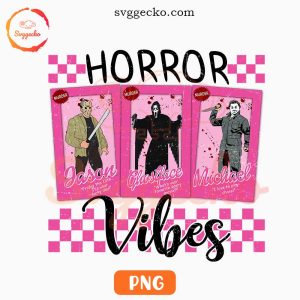 Horror Vibes Barbie Box PNG, Jason Ghostface Michael Myers PNG, Halloween Pink PNG Files