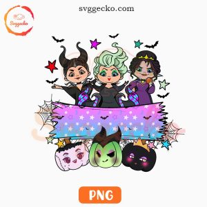 Cute Disney Witches Halloween Custom Name PNG, Ursula Maleficent Evil Queen PNG