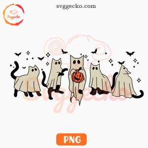 Cute Ghost Cat Halloween PNG, Spooky Kitten PNG Digital Downloads