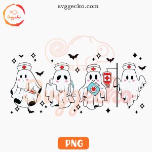 Cute Ghost Nurse PNG, Nursing Halloween PNG Instant Download
