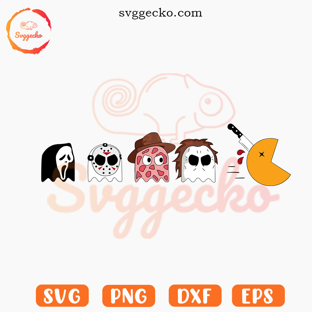Pac Man Horror Characters SVG, Halloween Movie SVG, Funny Horror Killers SVG PNG Digital Download