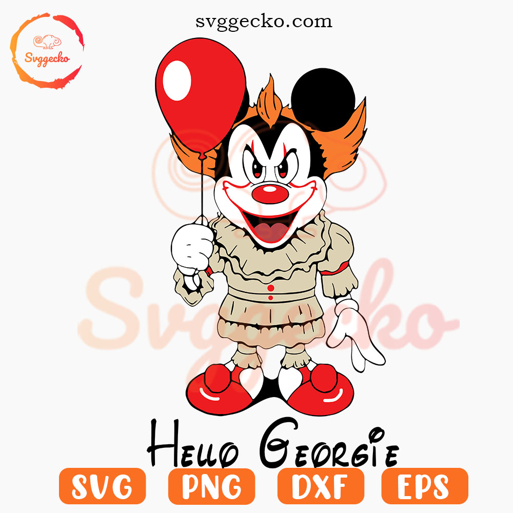 Mickey Mouse Pennywise SVG, Hello Georgie SVG, Horror Halloween SVG PNG Files