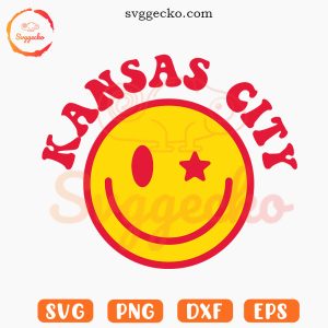 Kansas City Smiley Face SVG, KC Football SVG, Funny Chiefs SVG PNG Cut Files