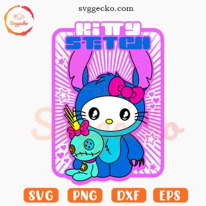 Hello Kitty Stitch SVG, Cute Stitch SVG PNG Digital Download