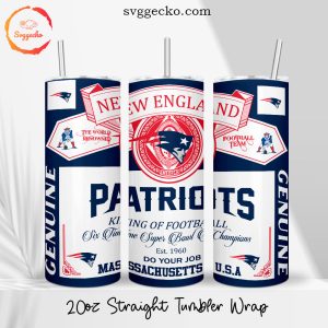 New England Patriots King Of Football 20oz Straight Skinny Tumbler PNG, Patriots Budweiser Tumbler Wrap Sublimation