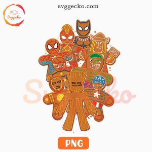 Superheroes Marvel Gingerbread PNG, Avengers Christmas Cookies PNG Digital Download