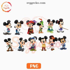 Mickey Mouse Disney Princes PNG Bundle, Cute Disney Boy PNG Clipart
