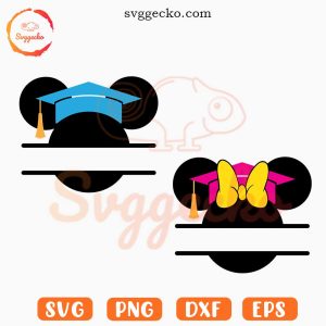 Mickey Minnie Head Graduation Cap Monogram SVG, Graduate SVG, Cute School SVG