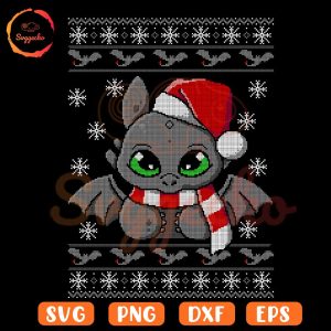 Night Fury Ugly Sweater SVG, How To Train Your Dragon Christmas SVG PNG Cut Files