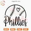Phillies Baseball SVG, Heart SVG, Love Philadelphia Phillies SVG PNG Cutting Files