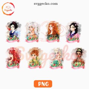 Disney Princess Anime Watercolor PNG Bundle, Beautiful Girl PNG Digital Downloads