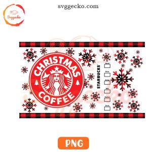 Christmas Coffee Starbucks Buffalo Plaid PNG Sublimation Designs