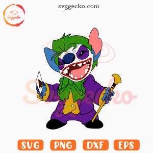 Joker Stitch SVG, Gotham City SVG, Funny Stitch Supervillain Custom SVG PNG Cricut