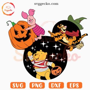 Winnie The Pooh Mouse Head Christmas SVG, Disney Cartoon Xmas SVG PNG Cricut