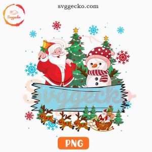 Santa And Snowman Custom Name PNG, Cute Christmas Vacation PNG Kids