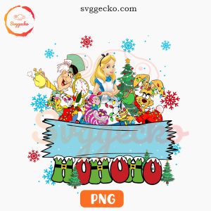 Alice In Wonderland Christmas Custom Name PNG, Disney Alice Friends Xmas PNG Downloads