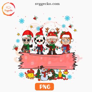 Cute Horror Friends Christmas Custom Name PNG, Skillers Santa Hat PNG, Spooky Christmas PNG