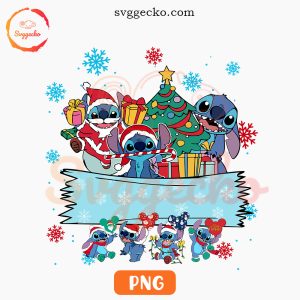 Stitch Santa Hat Christmas Custom Name PNG, Cute Xmas Disney PNG Digital Download