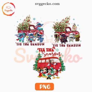 Disney Tis The Season Christmas PNG, Stitch Mickey Yoda Christmas PNG, Funny Holiday Season PNG
