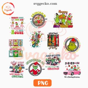 Trendy Grinch Christmas 2023 PNG Bundle, Merry Grinchmas PNG Digital Download