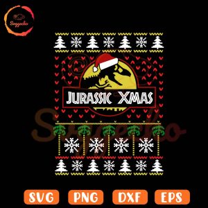 Jurassic Xmas Christmas Ugly Sweater SVG, Dinosaur Christmas SVG PNG Cut Files