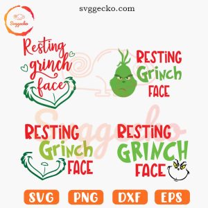 Resting Grinch Face SVG Bundle, Funny Whoville SVG, Xmas SVG PNG EPS DXF Files