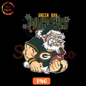 Green Bay Packers Santa Claus PNG, Funny Packers Football Team Christmas PNG