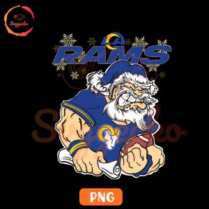 Los Angeles Rams Santa Claus PNG, Funny Rams Football Team Christmas PNG