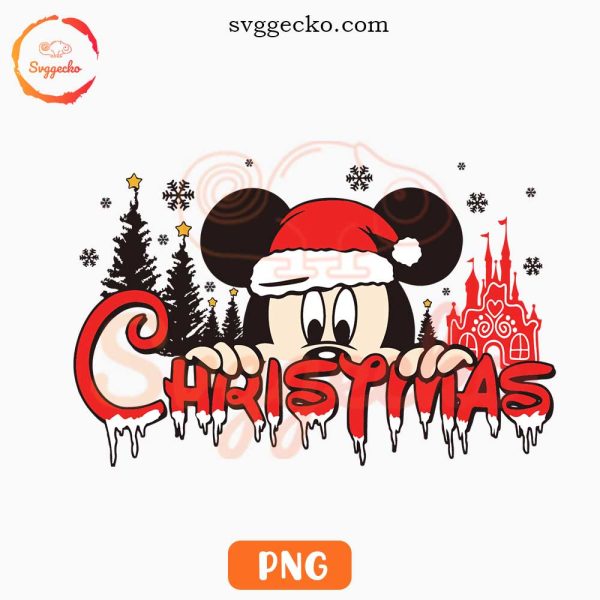 Mickey Mouse Peeking Christmas PNG, Cute Mickey Disney Xmas PNG Instant Download