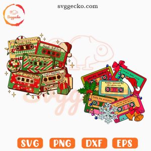 Christmas Music Cassette Tapes SVG, Xmas Songs SVG, Classic Christmas SVG PNG Files