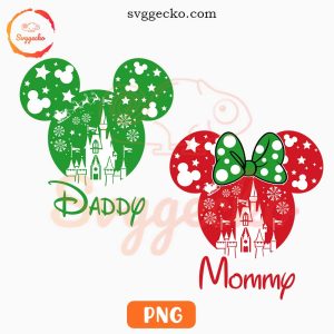 Mickey Mouse Head Christmas Daddy Mommy PNG, Disney Christmas Family PNG Sublimation