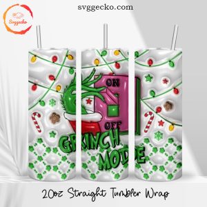 Grinch Hand Mode 3D Puff 20oz Straight Tumbler Wrap PNG, Merry Grinchmas Skinny Tumbler PNG