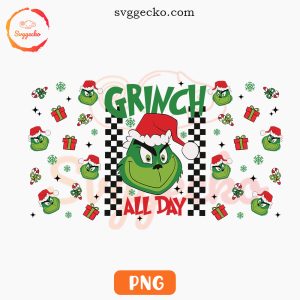 Grinch All Day PNG, Christmas PNG, Retro Merry Grinchmas PNG Sublimation Mug