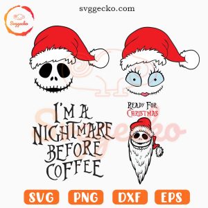 Jack Sally Santa Hat SVG, Nightmare Before Christmas SVG, Ready For Christmas SVG PNG