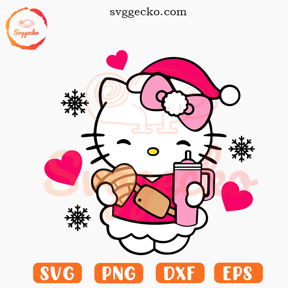 Hello Kitty Christmas Bougie SVG, Hello Kitty Santa Hat Stanley SVG PNG Cut Files