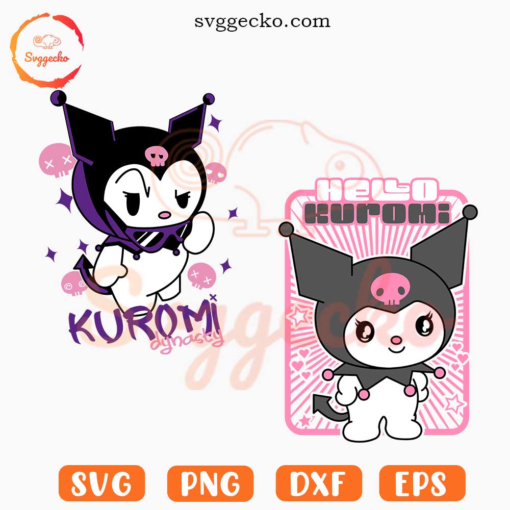 Hello Kuromi SVG, Kuromi Dynasty SVG, Hello Kitty Friend SVG, Sanrio SVG PNG