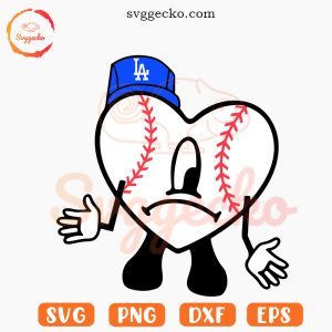 Bad Bunny Heart LA Dodgers SVG, Funny Los Angeles Dodgers SVG PNG Files