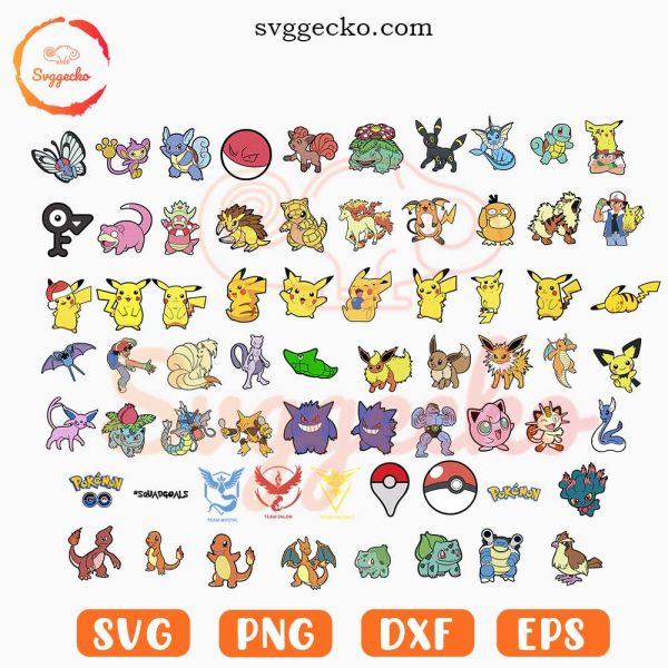 Pokemon SVG Bundle, Pikachu SVG, Pokeball SVG, Ash Ketchum SVG PNG Files