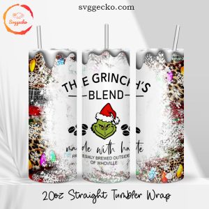 The Grinch's Blend Made With Hate 20oz Straight Tumbler Wrap PNG, Grinch Coffee Christmas Tumbler Template Designs