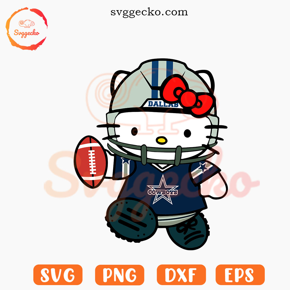 Hello Kitty Dallas Cowboys SVG, Cute Kitty Cowboys Football SVG PNG Cricut