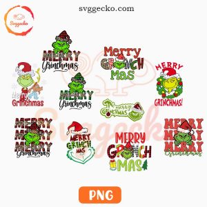 Merry Grinchmas PNG Bundle, Funny Grinch Xmas PNG Designs
