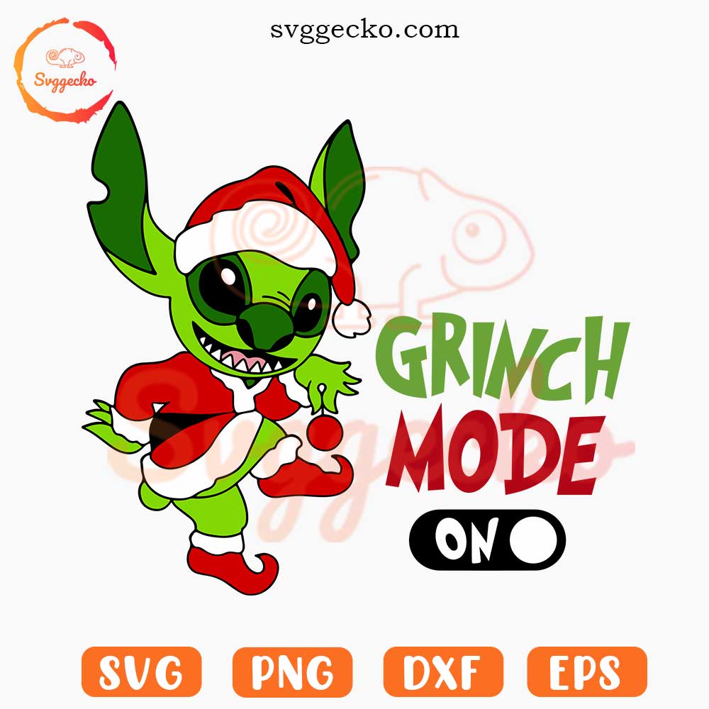 Stitch Grinch Mode On SVG, Christmas SVG, Stitch Xmas Vacation SVG PNG Digital Download