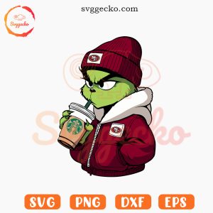 Grinch Jacket 49ers With Starbucks Coffee SVG, Grinch San Francisco 49ers SVG PNG
