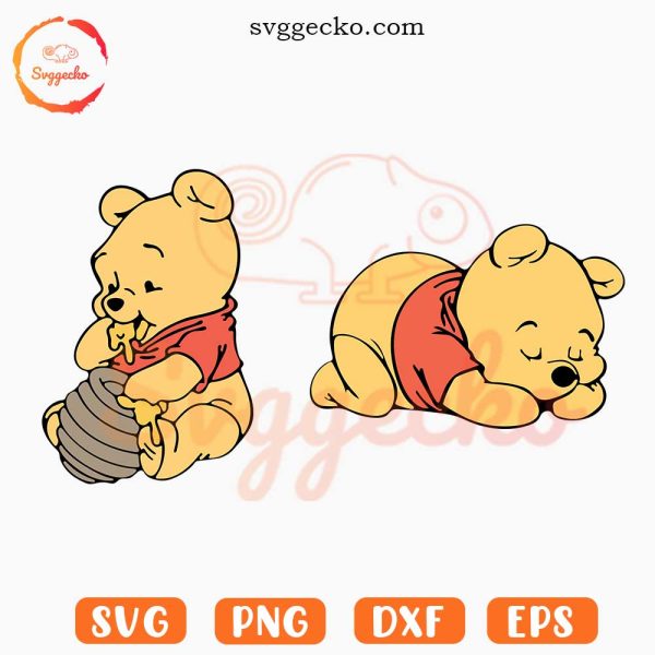 Baby Winnie The Pooh SVG, Cute Disney SVG, Pooh Bear With Eat Honey SVG ...