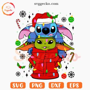 Stitch With Baby Yoda Christmas SVG, Cute Disney Xmas SVG PNG EPS DXF Cricut