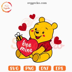 Pooh Bee Mine Heart SVG, Winnie The Pooh Valentine SVG PNG Cricut Download