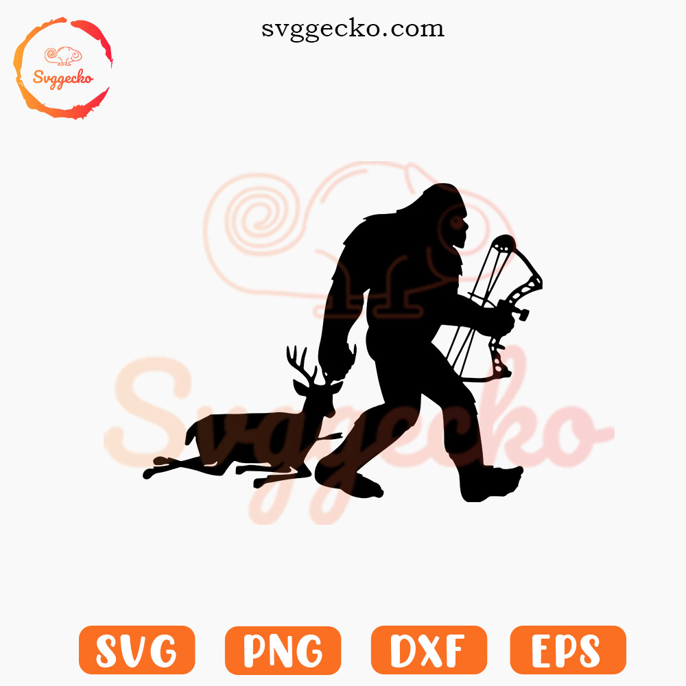 Bigfoot Hunting Deer SVG, Funny Sasquatch SVG PNG Digital Download