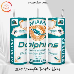 Dolphins King Of Football 20oz Straight Tumbler Wrap PNG, Miami Dolphins Budweiser Beer Tumbler Sublimation